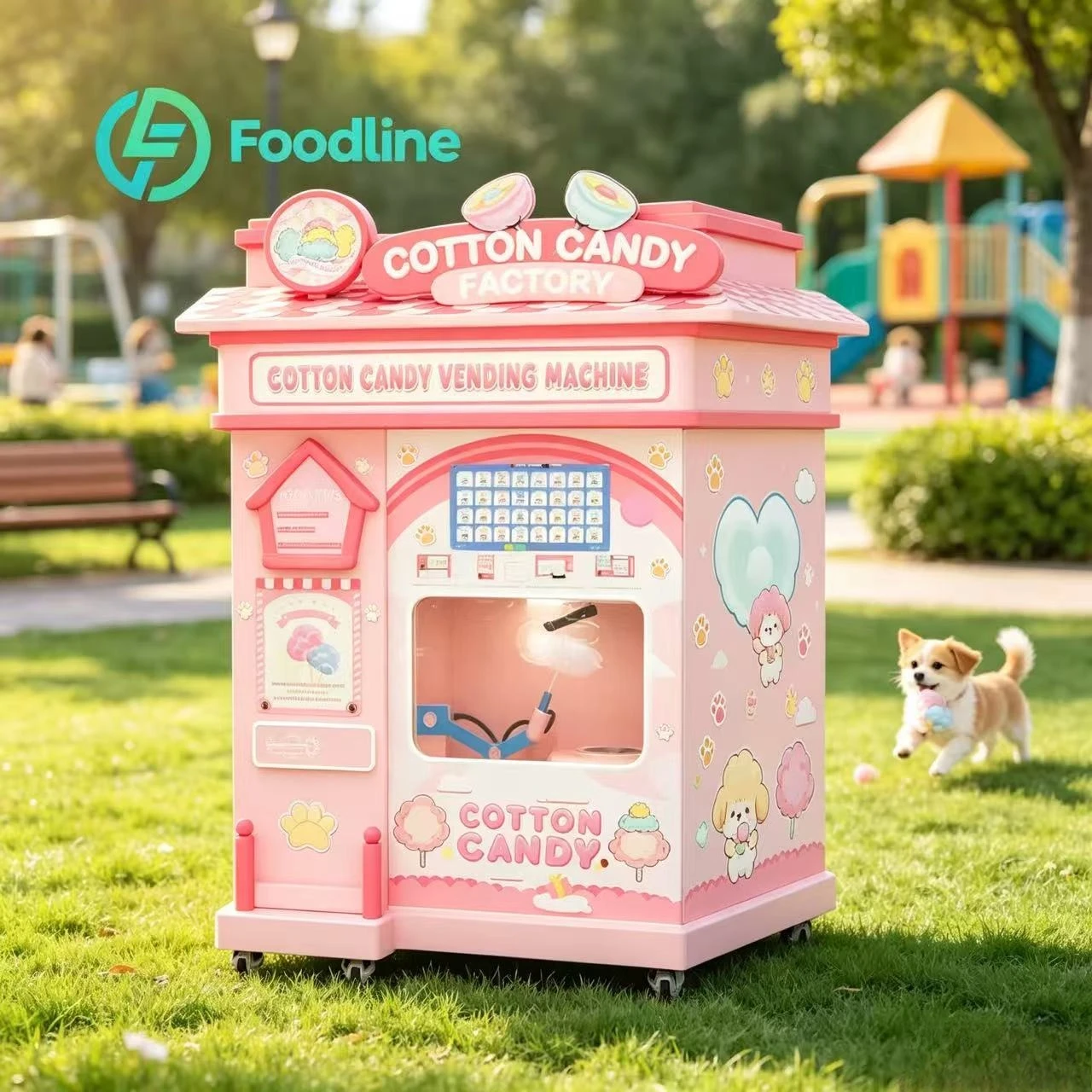FL Professional Full Automatic Commercial Flower Shape Sweet Cotton Candy Making Vending Machine for Kids Business Sale