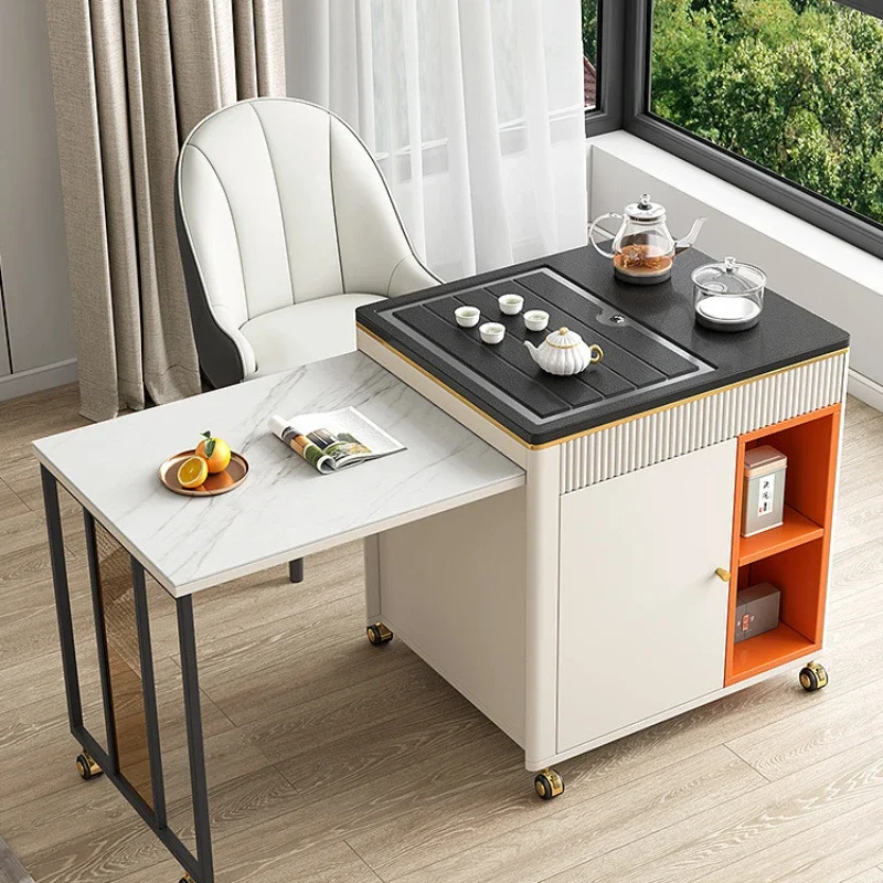 

Retractable Tea Table Firestone Light Household Tea Cabinet Multi-Functional Coffee Table Living Room Balcony Tea Table