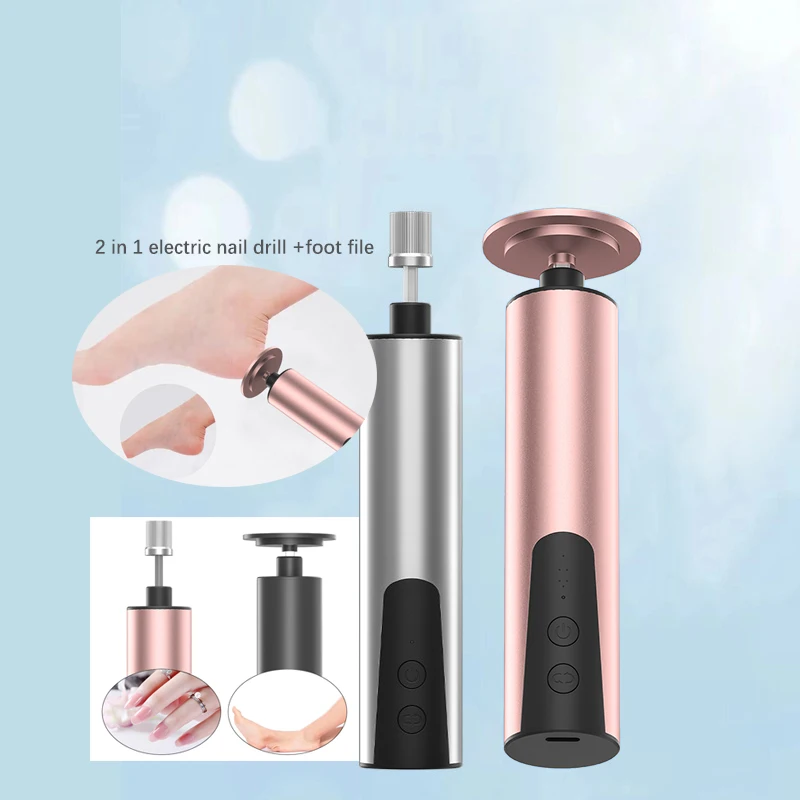 2 in 1  Electric Nail Drill Polisher Tool Custom Logo Pedicure Machine Callus Remover Remover Dead Hard Skin Foot File