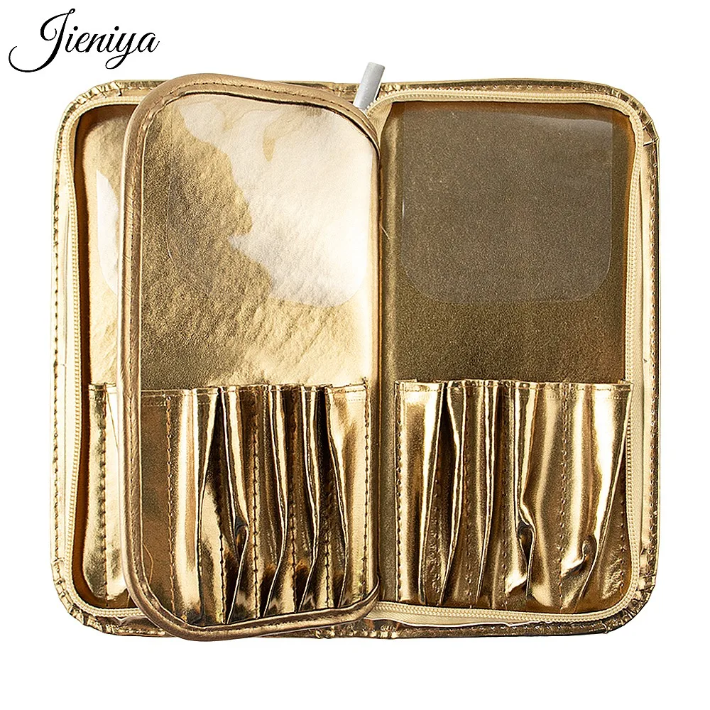 New Styles Gold Kolinsky Nail Brush Holder Gel Nail Brush Bag Makeup Storage Case