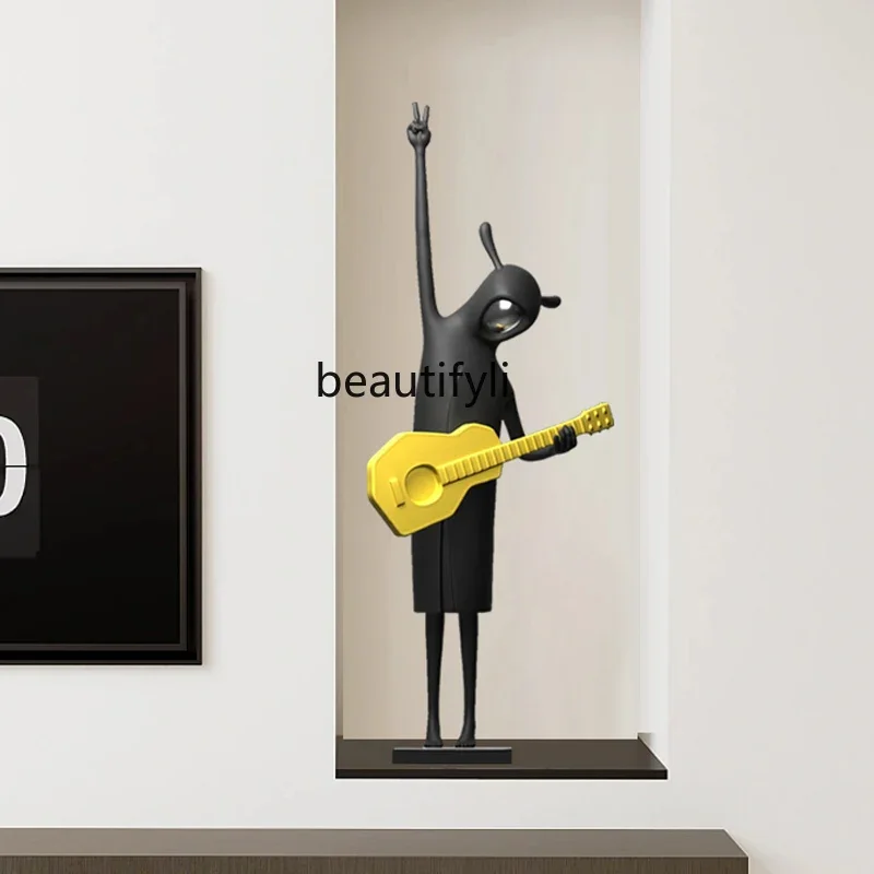 Abstract figure playing guitar creative soft decoration artwork sculpture ornament niche decoration