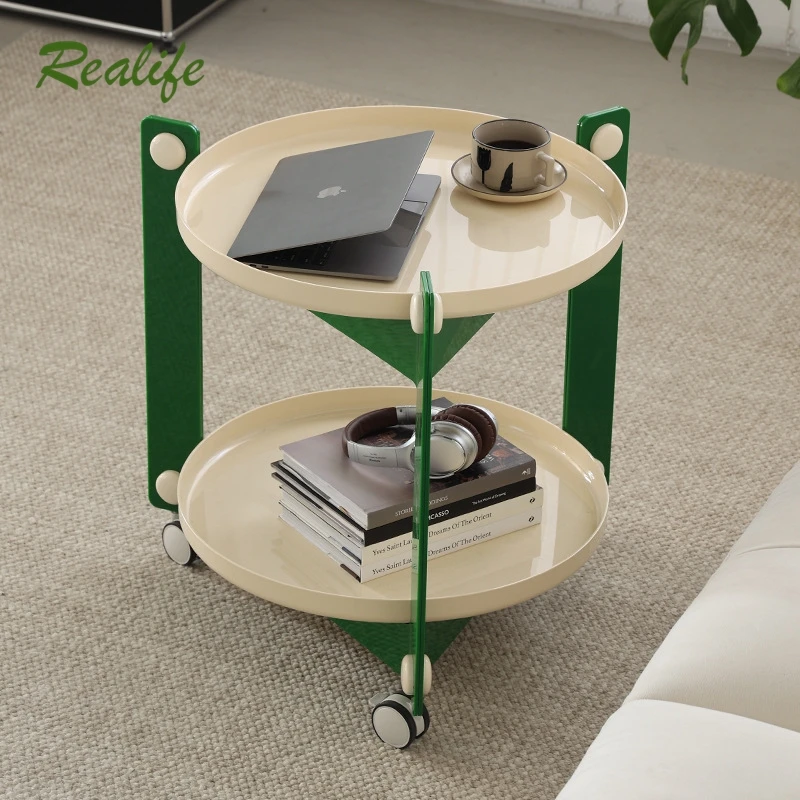 

Realife Nordic Creative Circular Living Room Sofa Side Table Modern Simple Middle Ages Wheel Removable Small Tea Table 2025 New