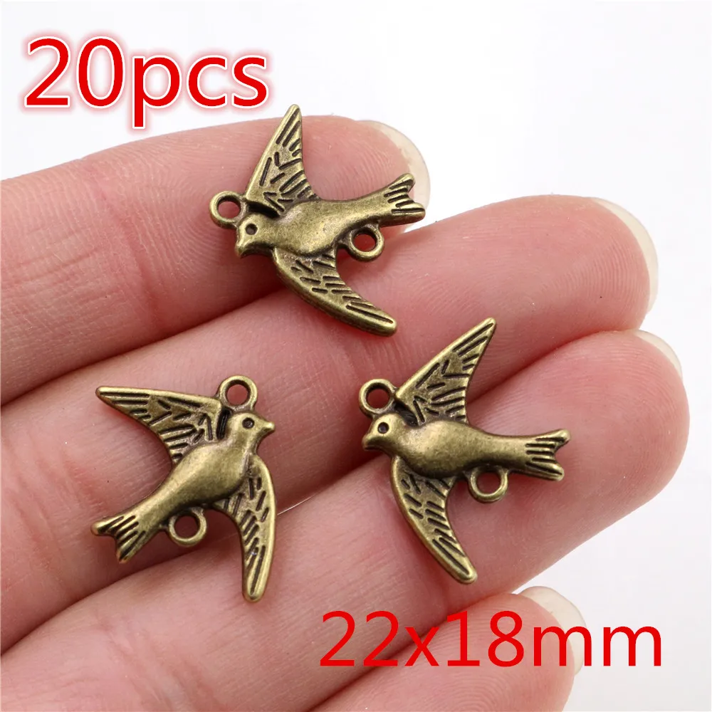 Fashion New Antique Silver Plated Bronze Bird Handmade Charms Pendant DIY Jewelry Findings for bracelet necklace