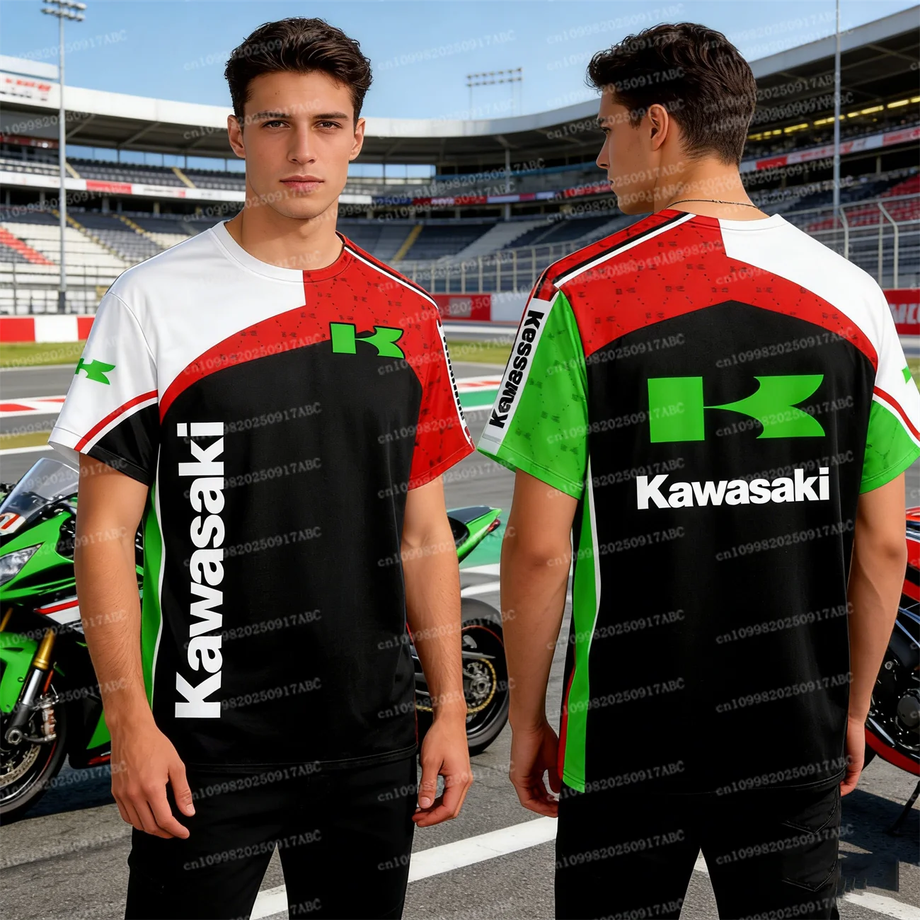 

（Kawasaki ）New Men Tshirt Kawasaki Tshirt Motorcycle Short-sleeved TShirt For Men Women Racing Fans Cycling Half-sleeved Clothes