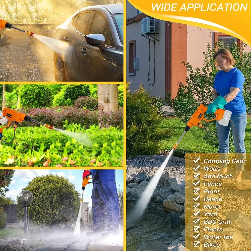 Mini High Pressure Auto Car Washer Spray Cordless Rechargeable Garden Wash Gun Electric Water Gun For Makita 18V Without Battery