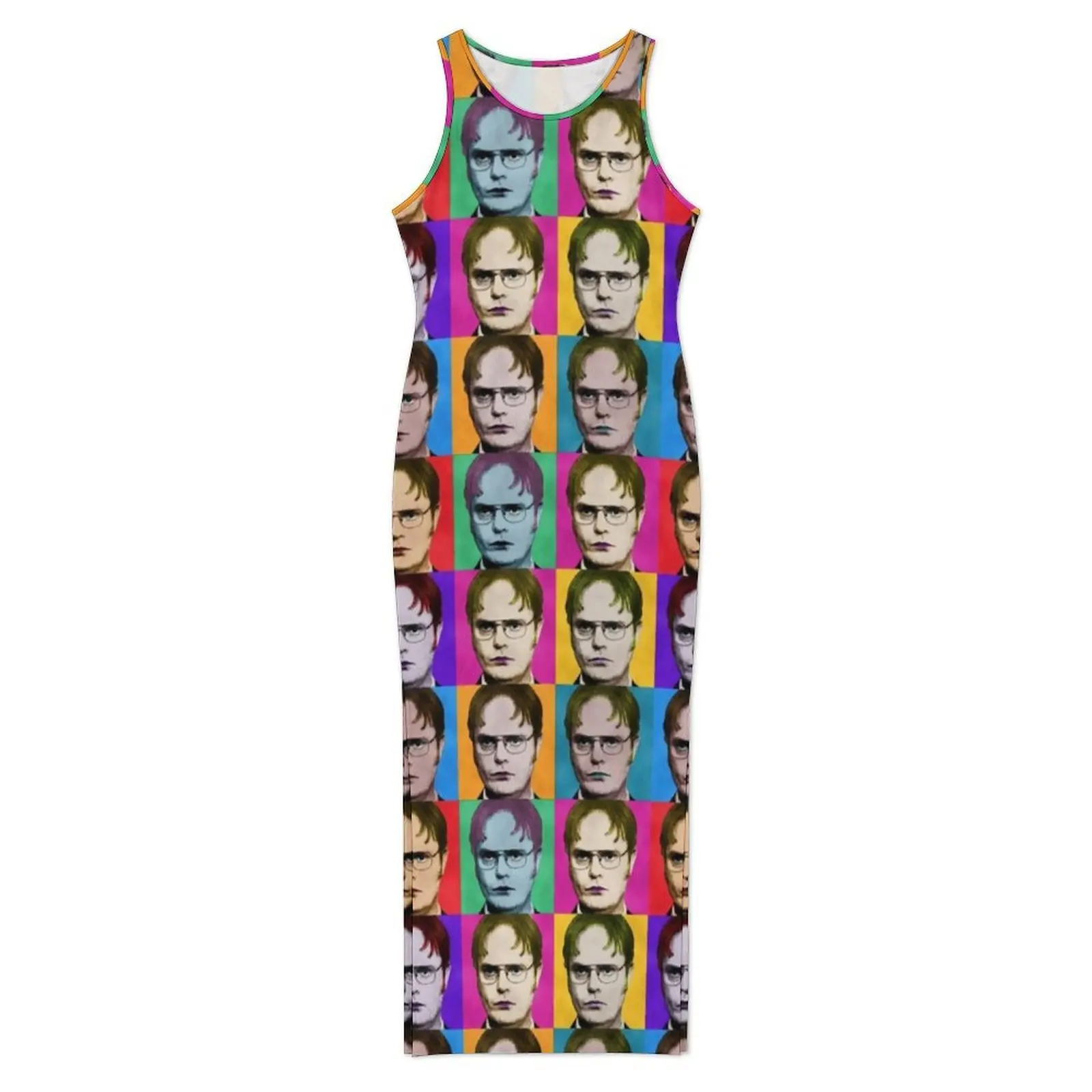 Women Bodycon Dress Club Party Abstract Pop Art Maxi Dresses Holiday Dwight Schrute Sleeveless Y2K Fashion Graphic Dress 3XL 4XL