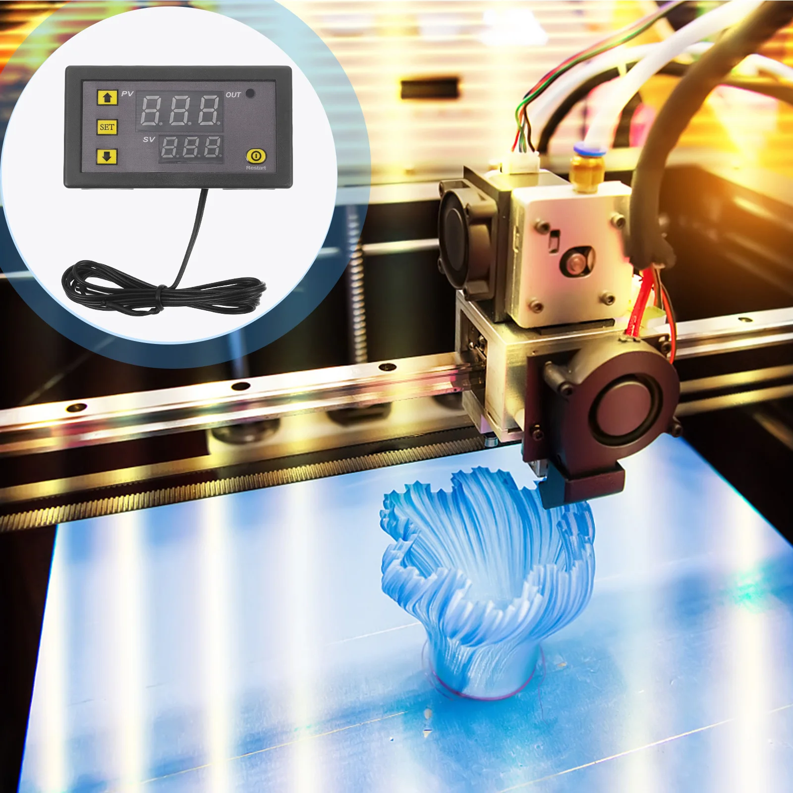 

110-220V Digital Temperature Controller 20A Relay Waterproof Sensor For Home Office Store High Precision Thermostat Control