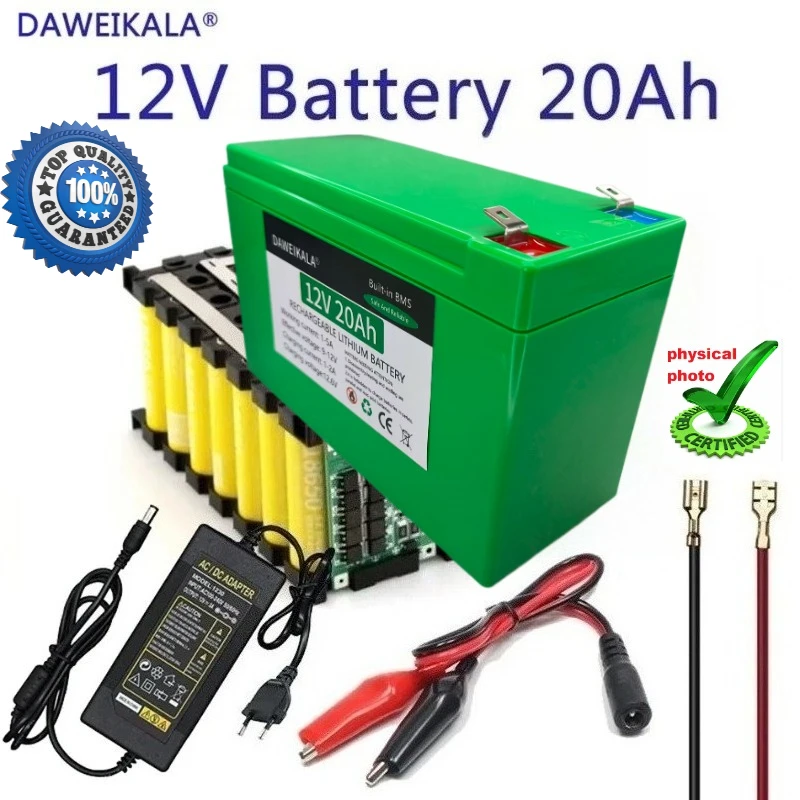2026 New 12V 20AH 18650 Lithium High Quality Battery Pack for Spray Battery Solar Cell Spare Battery On-Board Battery 3A Charge