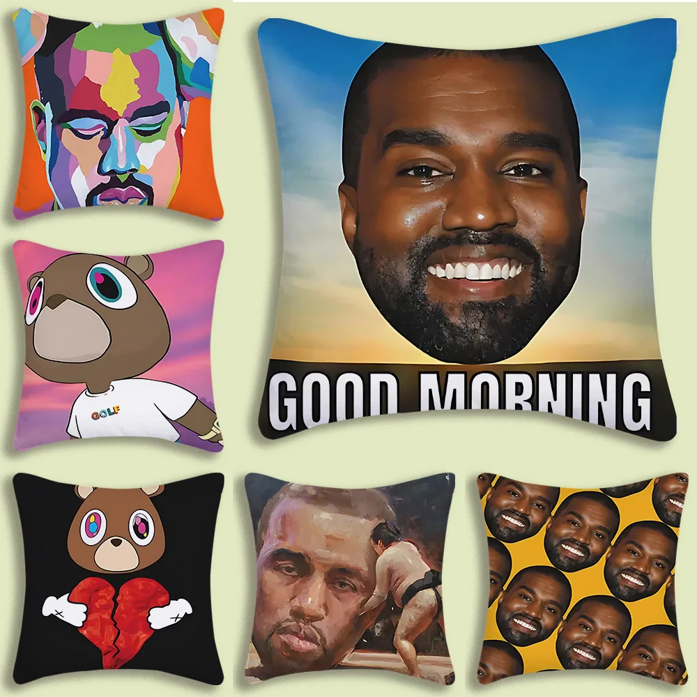 

Funny Kanye West Meme Pillow Covers Cartoon Sofa Decorative Home Double-sided Printing Short Plush Cute Cushion Cover