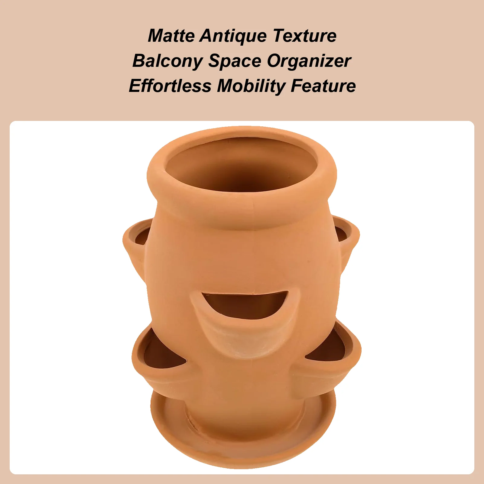 

Strawberry Tower Terracotta Strawberry Planter Flower Pot Vertical Flowerpot Container With Tray Gardening Accessories For Yard