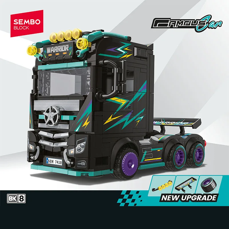 SEMBO BLOCK Cool Heavy Truck Assembly Building Blocks MOC Famous Car Vehicle Model Bricks Collectible Ornaments DIY Holiday Gift - view 2