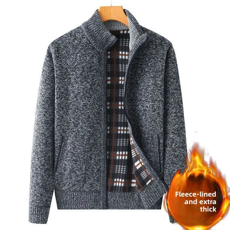 

Men's Fce Lined Thiened Casual Zipper Sweater Coat Comfortable Warm Top for Autumn Winter Ci Walk Polyester Fiber Long...