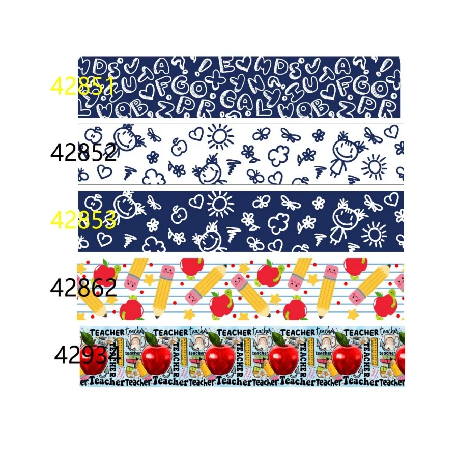 Back to School Grosgrain Ribbon 50yards for Bows Craft Materials DIY Accessories