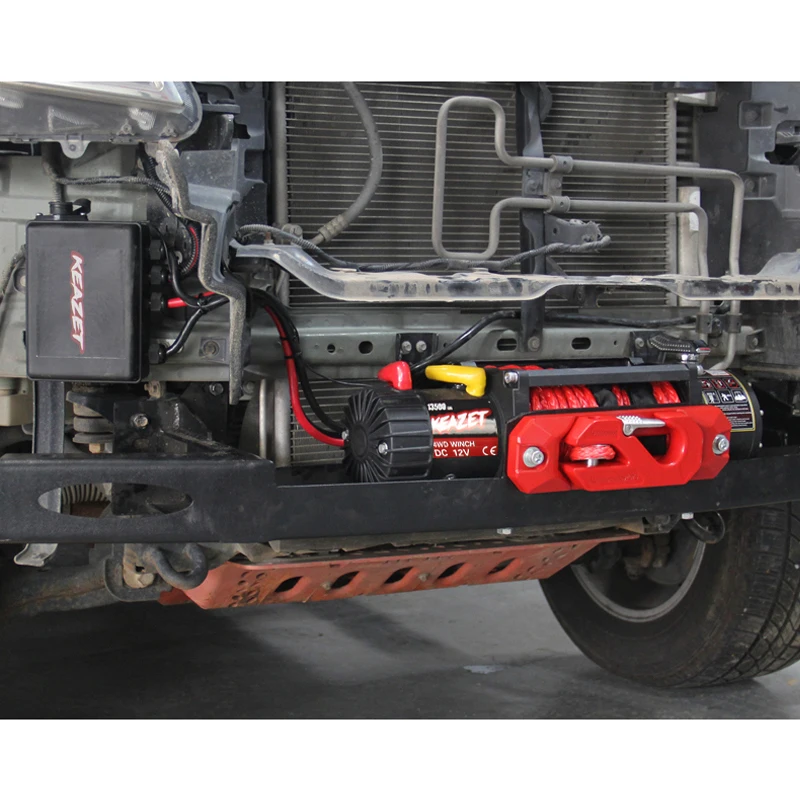ونش كهربائي مثبت على السيارة 12000LBS 12 فولت يناسب خطاف دليل الونش لمعدات الإنقاذ على الطرق الوعرة للمركبة