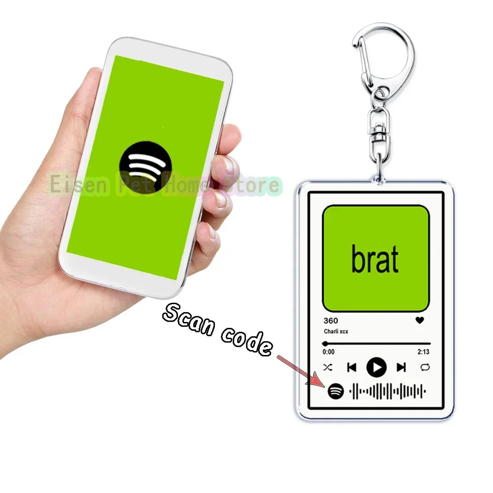 Music Charli XCX Brat Album Keychains Hot Songs Playlist Pendant Keyring for Accessories Bag Key Chain Ring Jewelry Fans Gifts