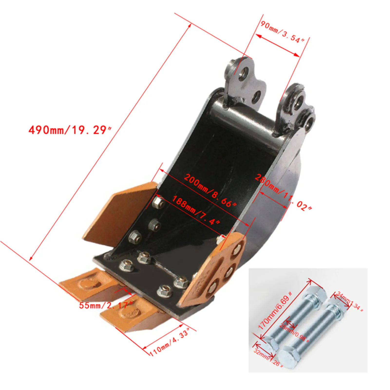 Trenching Bucket Streamlined Excavator Bucket Conical Side Plate Design Bucket Mini Excavator Accessories 7.87in 200mm view 4