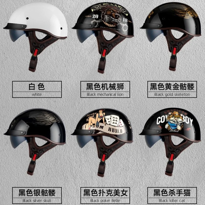 Factory Motorcycle Scooter Helmet Motorcycle Half Helmet Men and Women Ladle Shaped Helmet Four Seasons Lightweight Motorcycle R