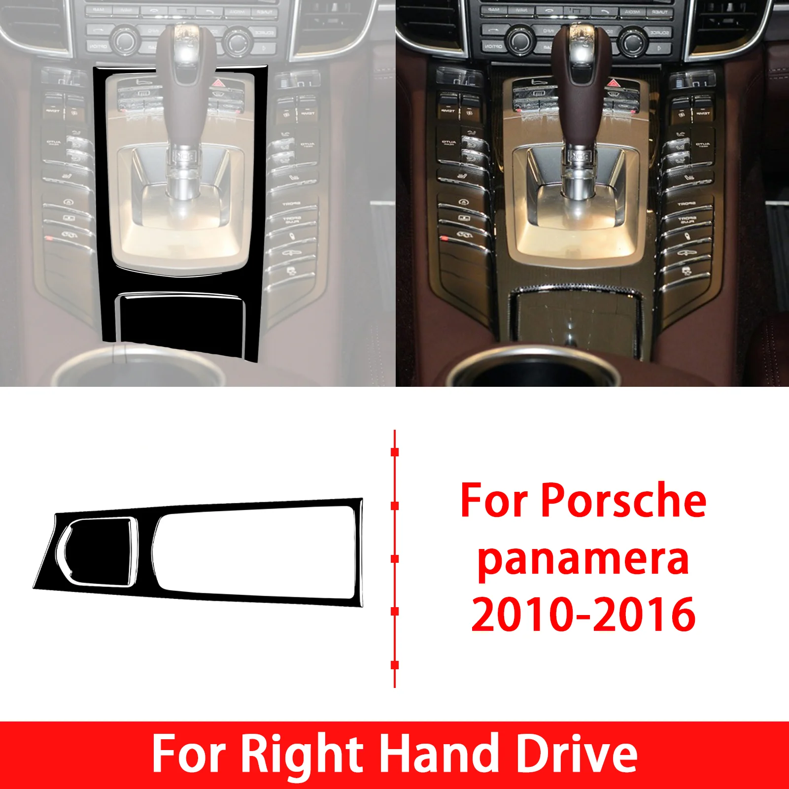 For Porsche Panamera 2010-2016 Center Console Multimedia Panel     Piano Black Cover Trim Sticker Car Interior Auto Accessories view 2