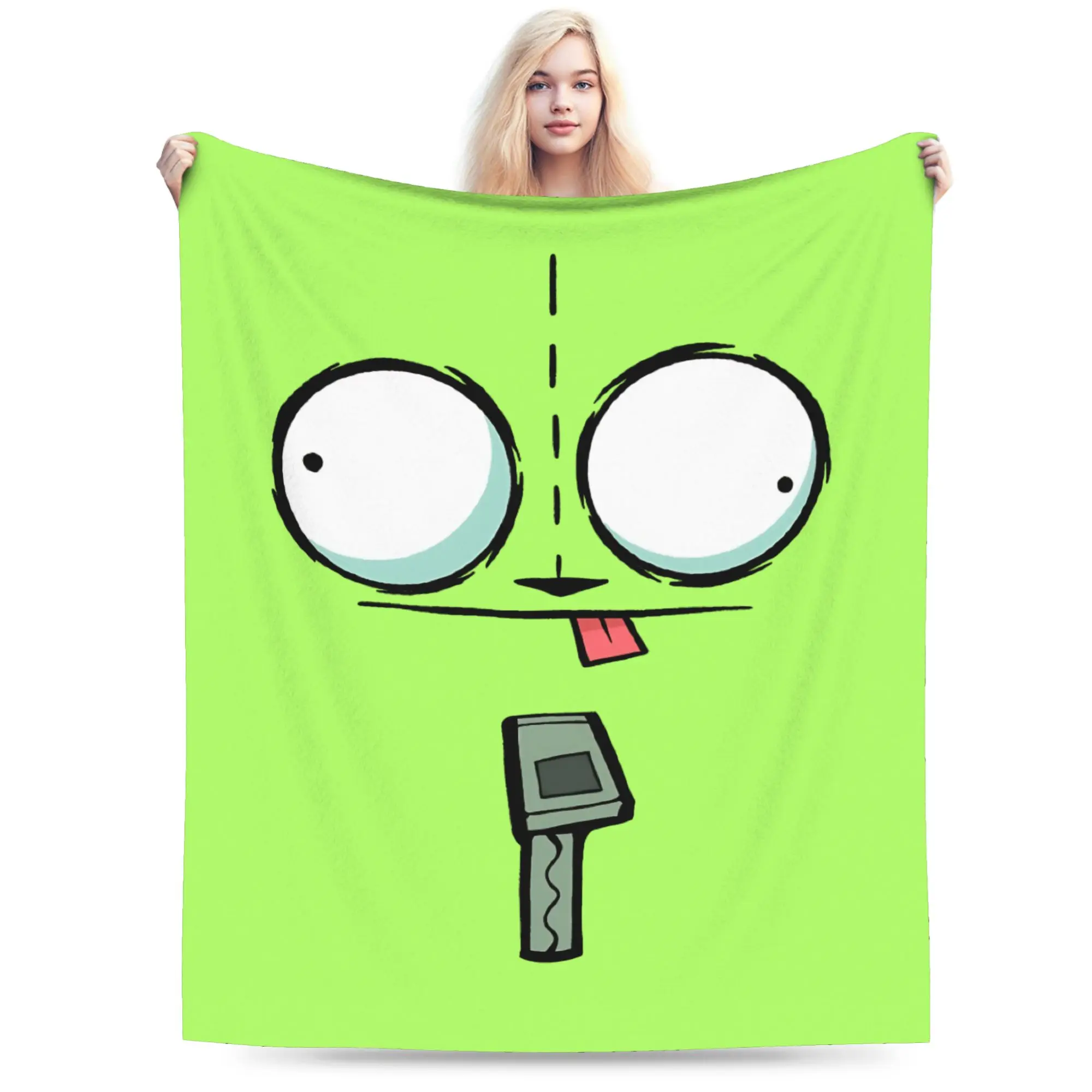 Invaders Zim Cartoon Blankets Velvet Print Multifunction Super Soft Throw Blankets for Bed Bedroom Quilt