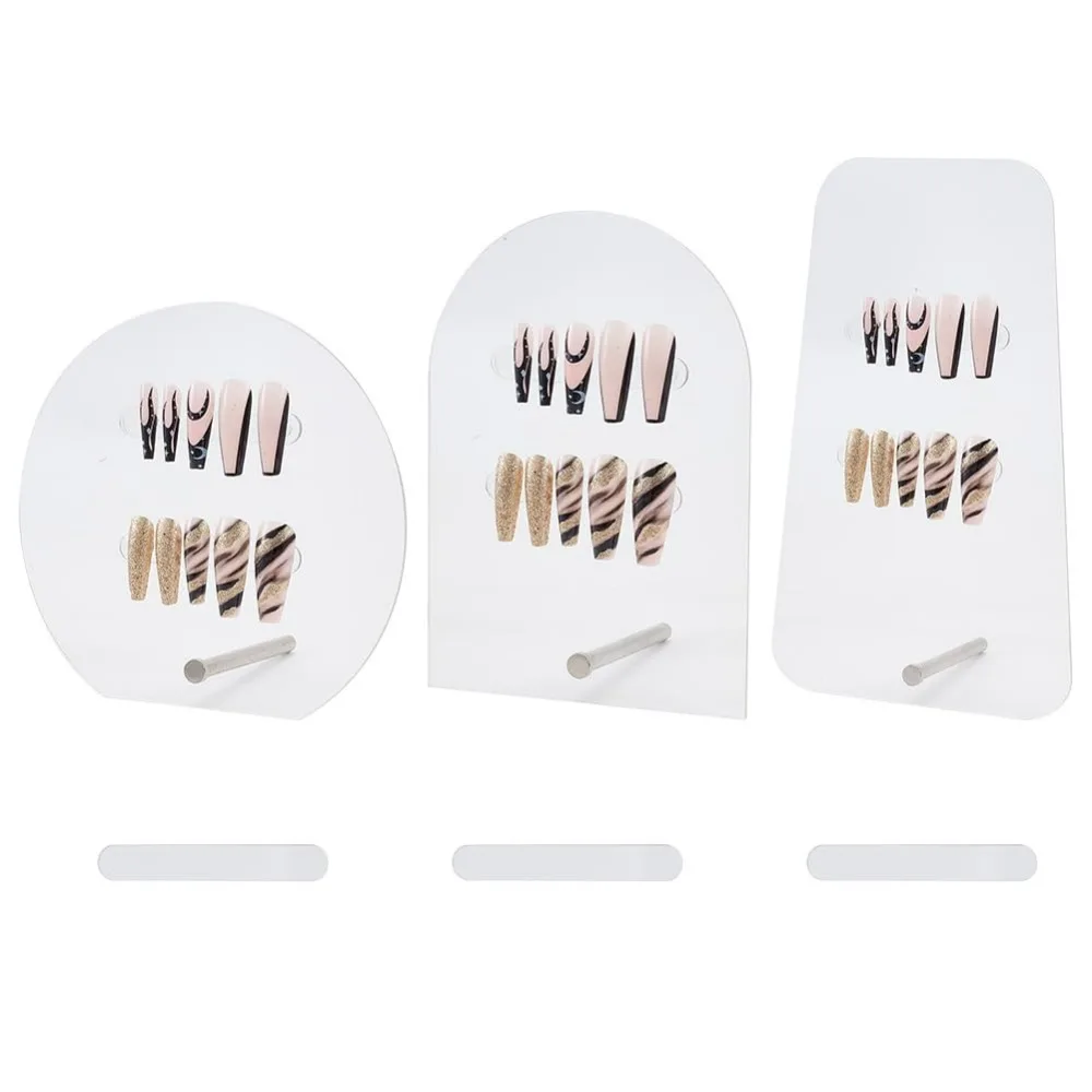 3 Pcs 3 Styles Nail Display Boards Transparent Acrylic Nail Art Display Board Half Round Rectangle Nail Display Board