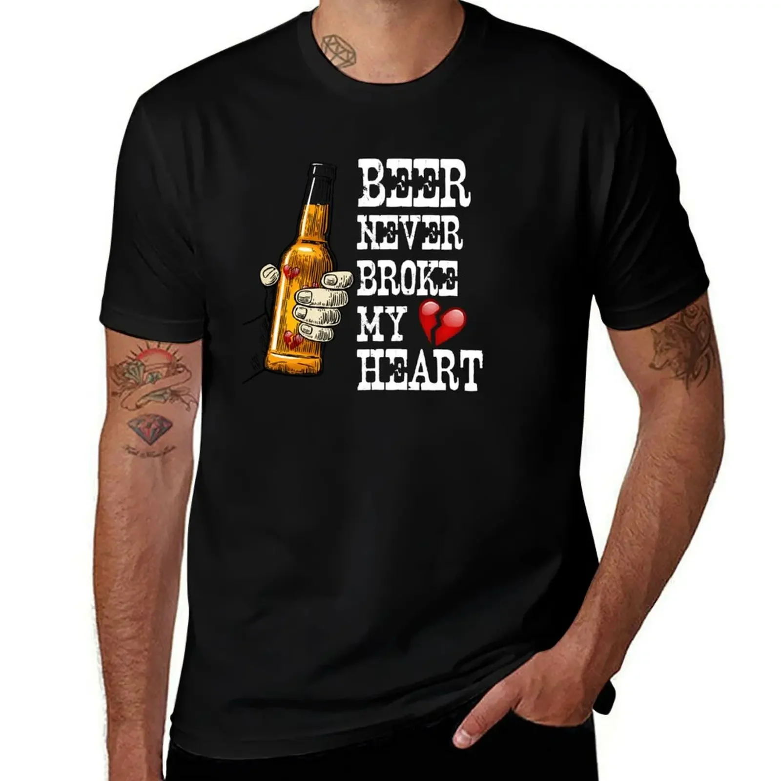 

Beer Never Broke My Heart T-Shirt animal prinfor boys blanks Short sleeve tee mens t shirts casual stylish