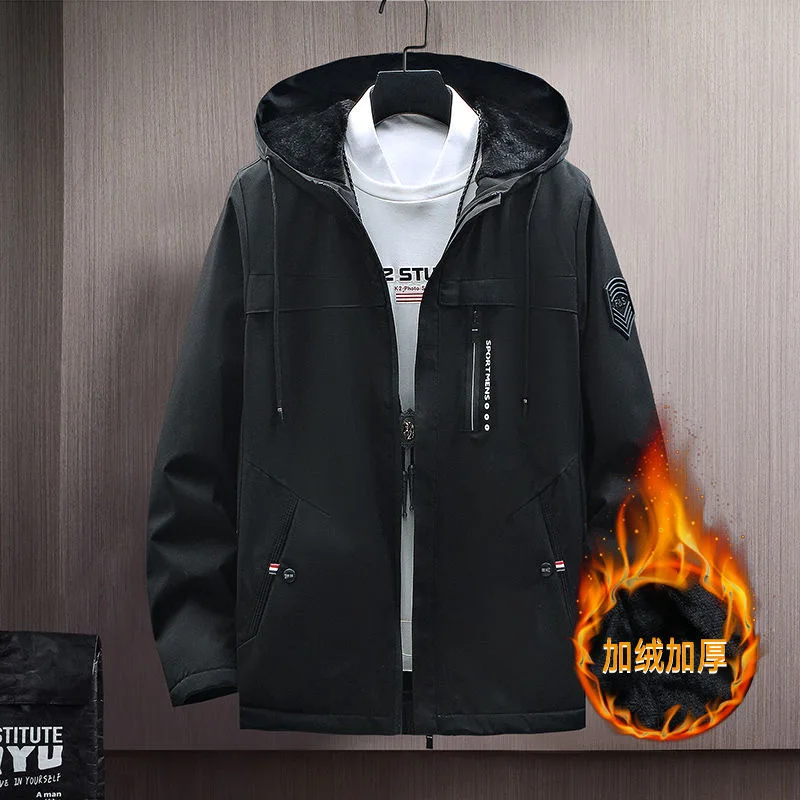 

2024 Winter Fashion Trend Plus Fleece Thickened Windproof Cotton-Padded Jacket Men's Casual Loose Plus Size High Quality Coat