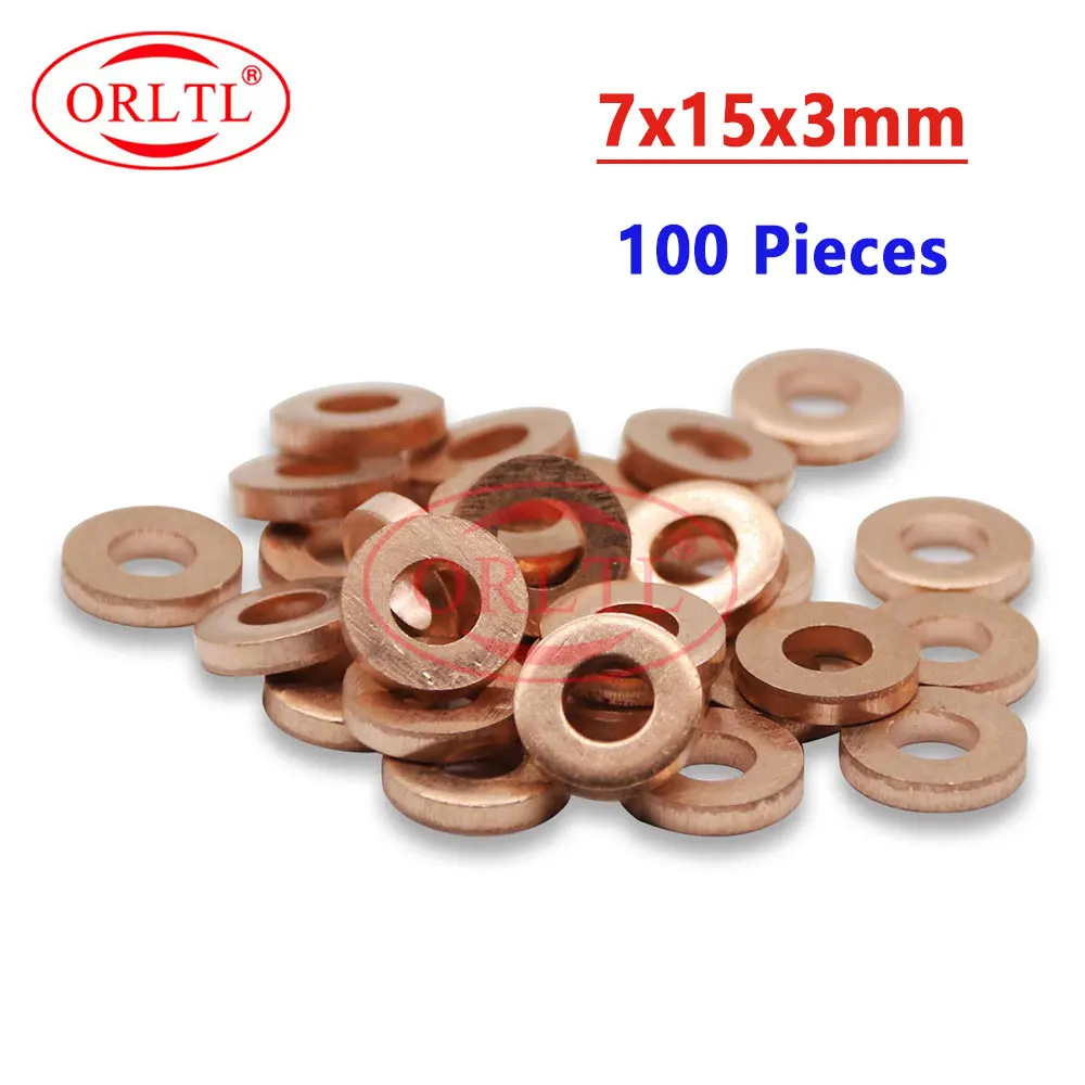 ORLTL 100PCS Fuel Injector Copper Washers F00VC17504 Diesel Nozzle Shims F00VC17503 F00VC17505 for BOSCH Delphi Denso Auto