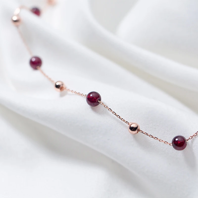 Modian Natural Bead Purple Crystal Choker Pendant Necklaces Charm Romantic Real 925 Sterling Silver Fashion Fine Jewelry Gift