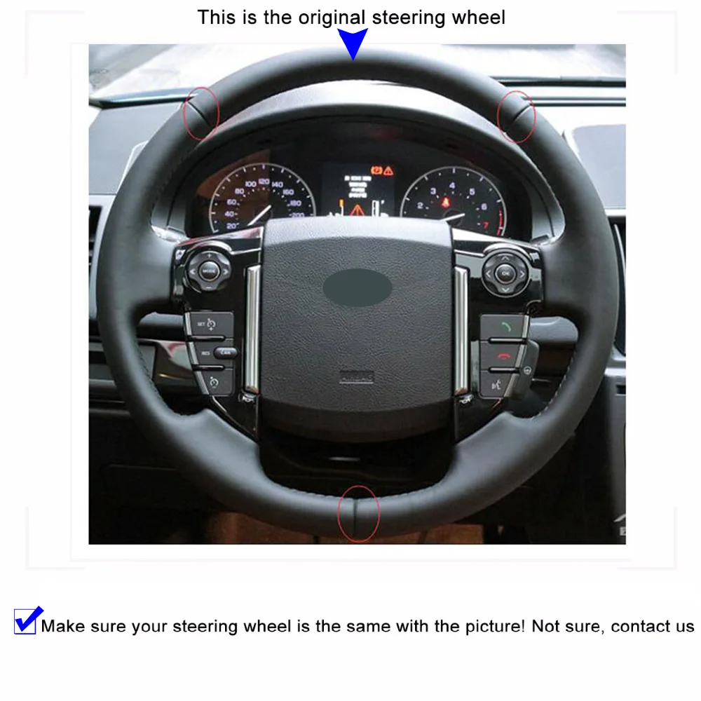 Custom Nappa Leather Car Steering Wheel Cover for Land Rover Freelander 2 2013-2015 Auto Braid Wheel Covers Interior Accessories