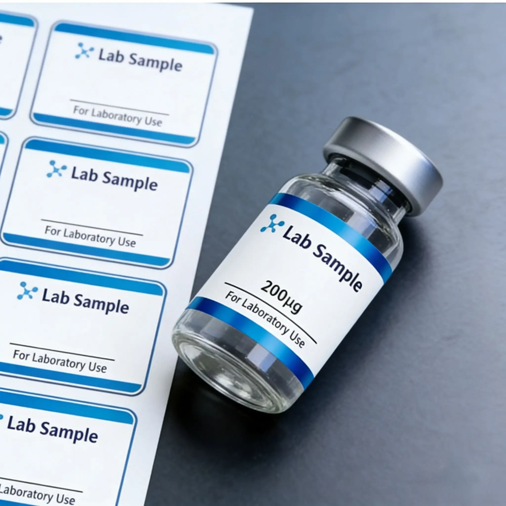 Custom Design Vinyl Stickers High Adhesive Tear Proof 3ml 5ml 10ml For Research Peptides Lab Industry