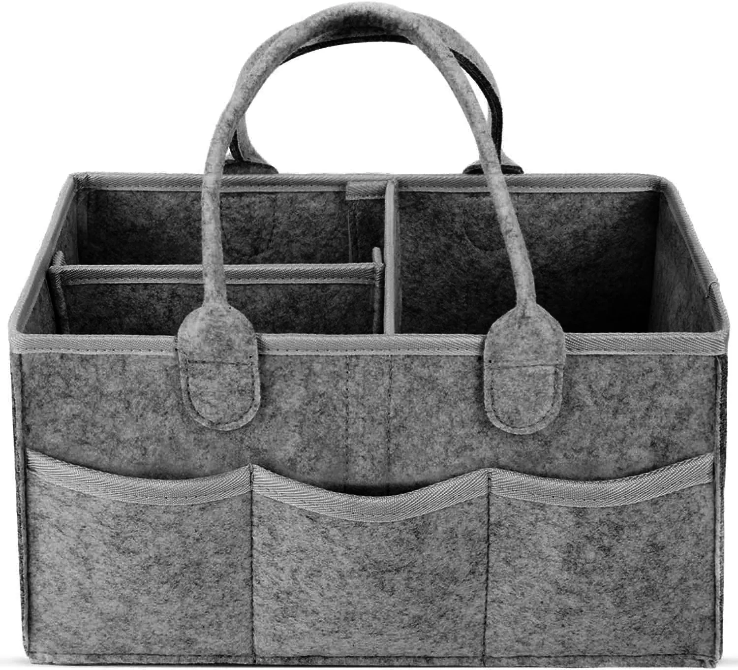PANGDUBE Felt Diaper Bag Organizer Large Storage Pouch Hanging Stroller Caddy with Multiple Pockets Foldable Mommy Tote Bag