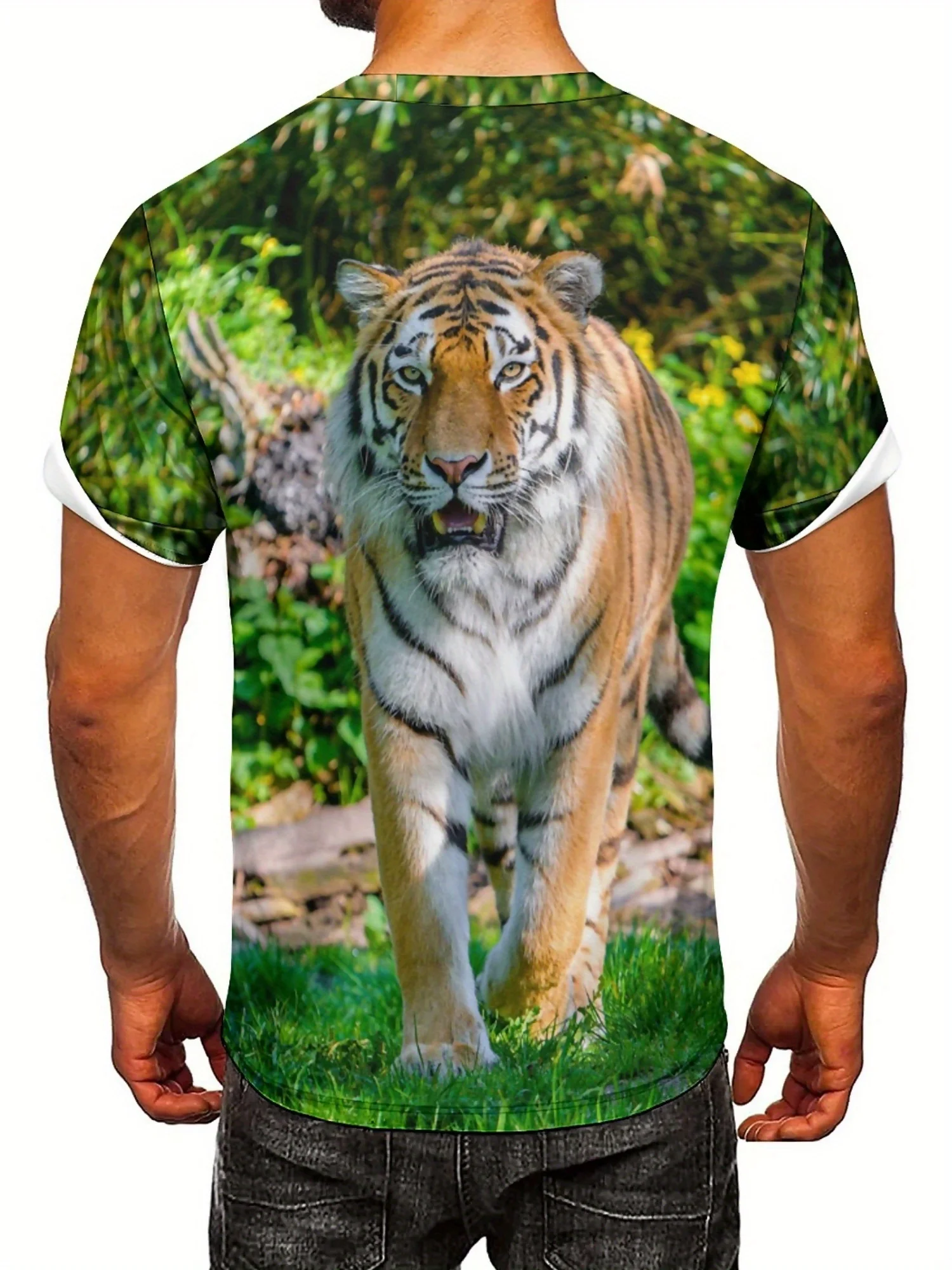 Kaos Gambar Harimau 3D Pria - Poliester Lembut, Nyaman & Bernapas, Pakaian Sepanjang Musim, Kaos Lengan Pendek Kasual