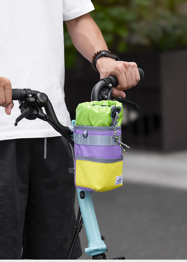 ESLNF Fahrrad-Wasserflaschentasche Fahrradtasche für MTB und Rennrad Patchwork Kontrastfarben Modische Freizeit-Wasserflaschentasche – Detail 11
