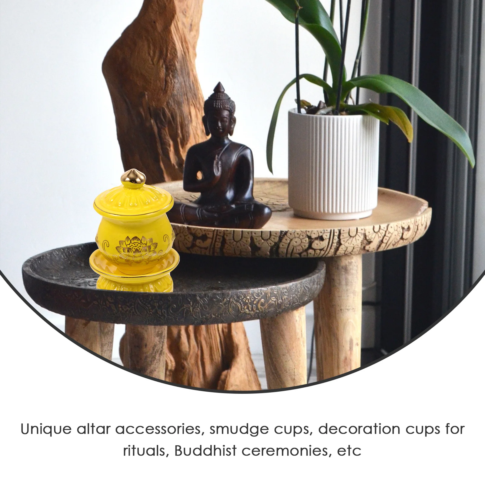 

Lotus Porcelain Water Offering Cup Buddhist Supplies Temple Ceramic Ritual Bowl Meditation Container Water Offering Cup