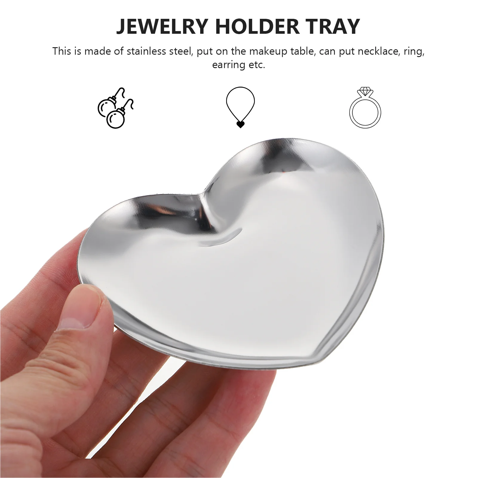 

Набор из 2 креативных подставок для украшений в форме сердца из нержавеющей стали: органайзер для колец, серег, ожерелий, поднос для хранения для домашнего декора