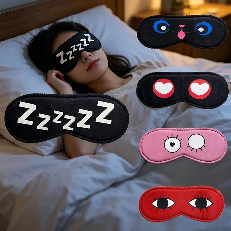 Sleeping Cute Mask Cartoon Pattern Cover Slaapmasker Blockout Eye Comfort Blindfold Concave Light with Women Men Aid Eye Travel