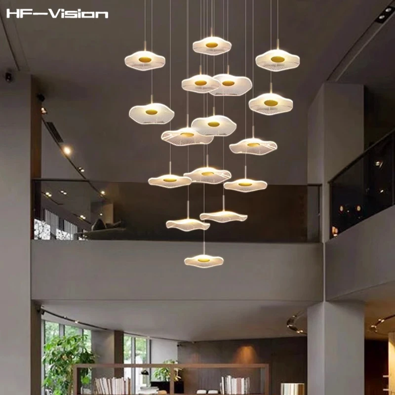 

Modern minimalist Gold Acrylic Chandeliers Light,Dining room staircase Suspension Fixture Lamparas pendant light on adjustable