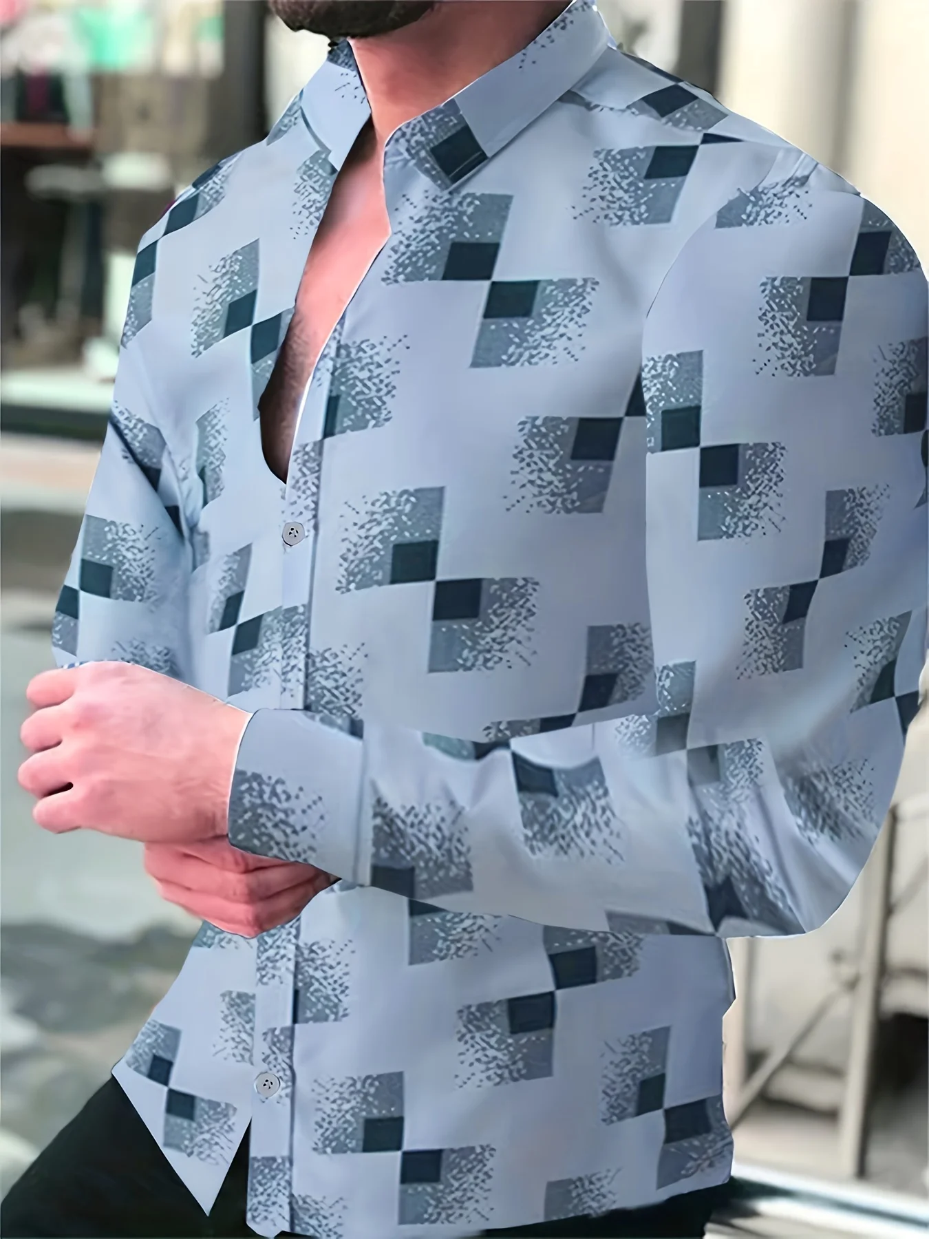 

New Stylish Pattern Men's Shirt Lapel Long-sleeve Casual Breathable Shirt for Men Elegant Male Daily Vacation Streetwear