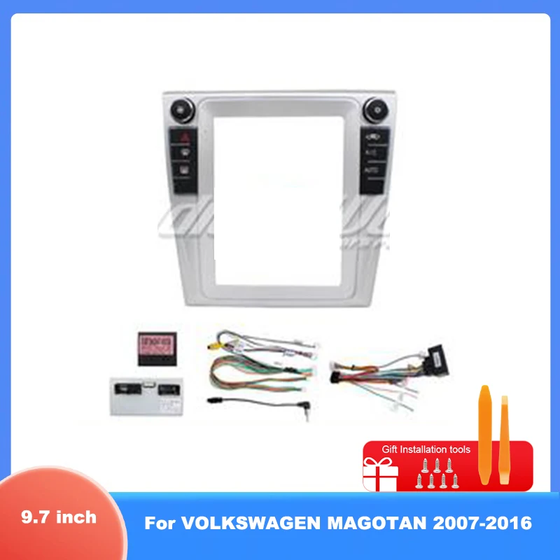 For Volkswagen Magotan 2007-2016 9.7 Inch Car Radio Fascia Frame With Wiring Harness Canbus For Android Head Unit
