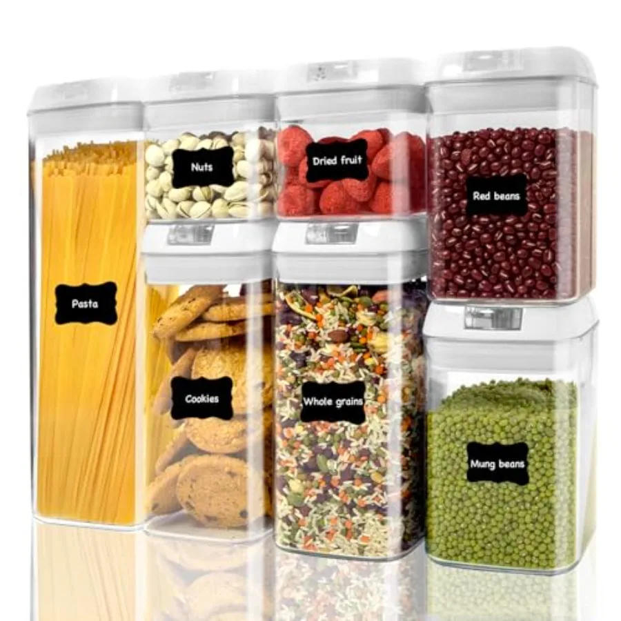 

Curated Picks Airtight Food Storage Containers with Lids, 7 PCS BPA Free Kitchen Canisters for Pasta, Dry Food, Flour and Sugar