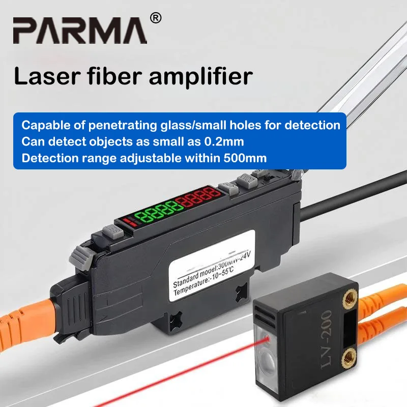 Laser fiber amplifier high-precision long-distance penetration of small glass holes by laser sensor