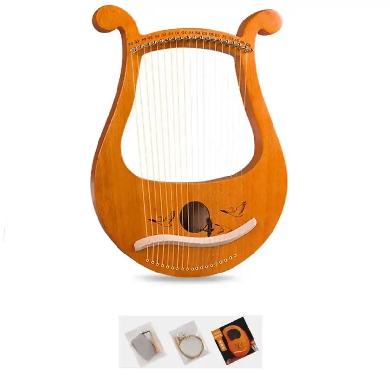 High Quality Portable Solid Wood 19 String Lyre Harp Mahogany Classical Mini Harp Musical Instrument For Beginner Players