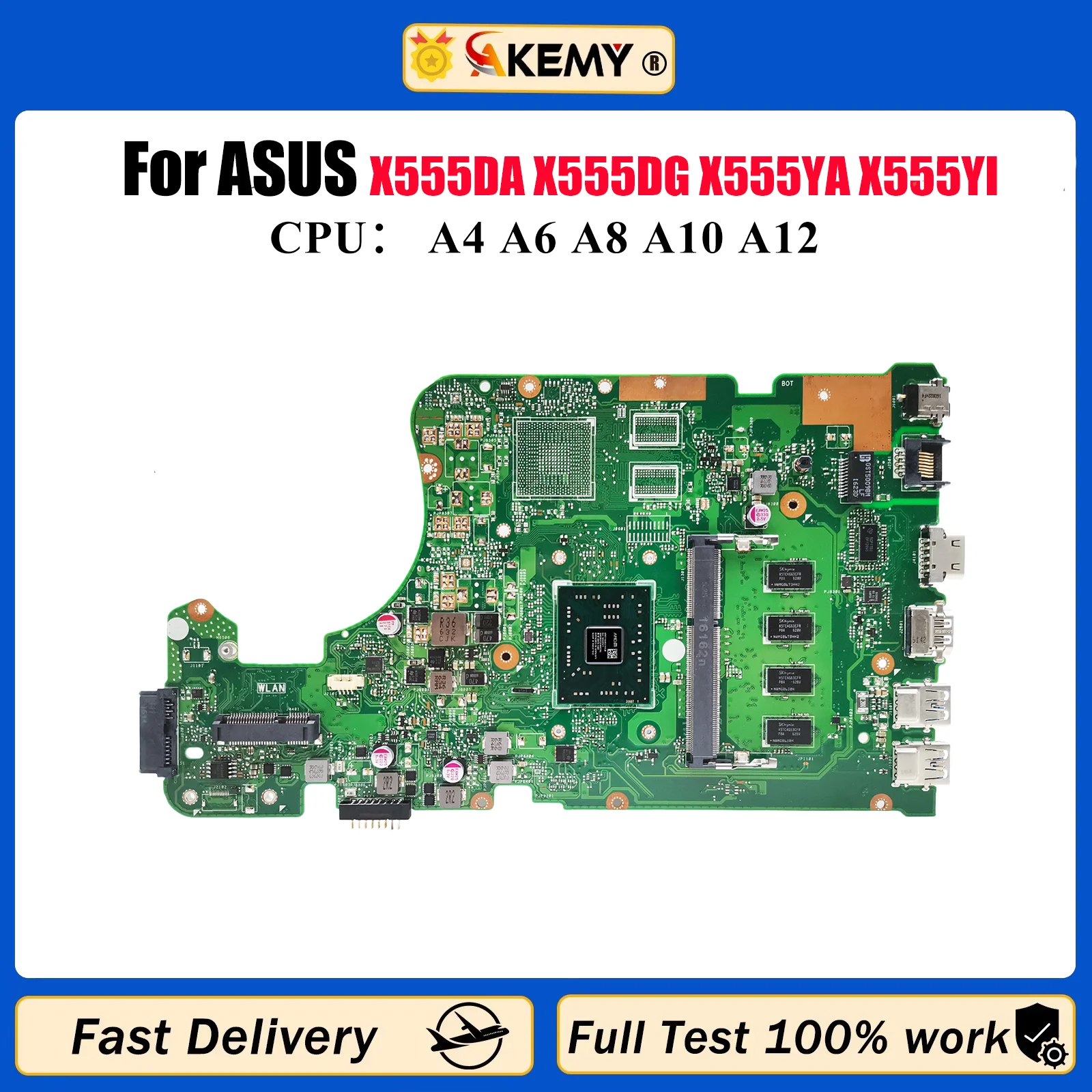 

Материнская плата для ноутбука X555DA для ASUS VivoBook X555D K555D A555D X555DA X555DG X555YA X555YI с процессором A4 A6 A8 A10 A12