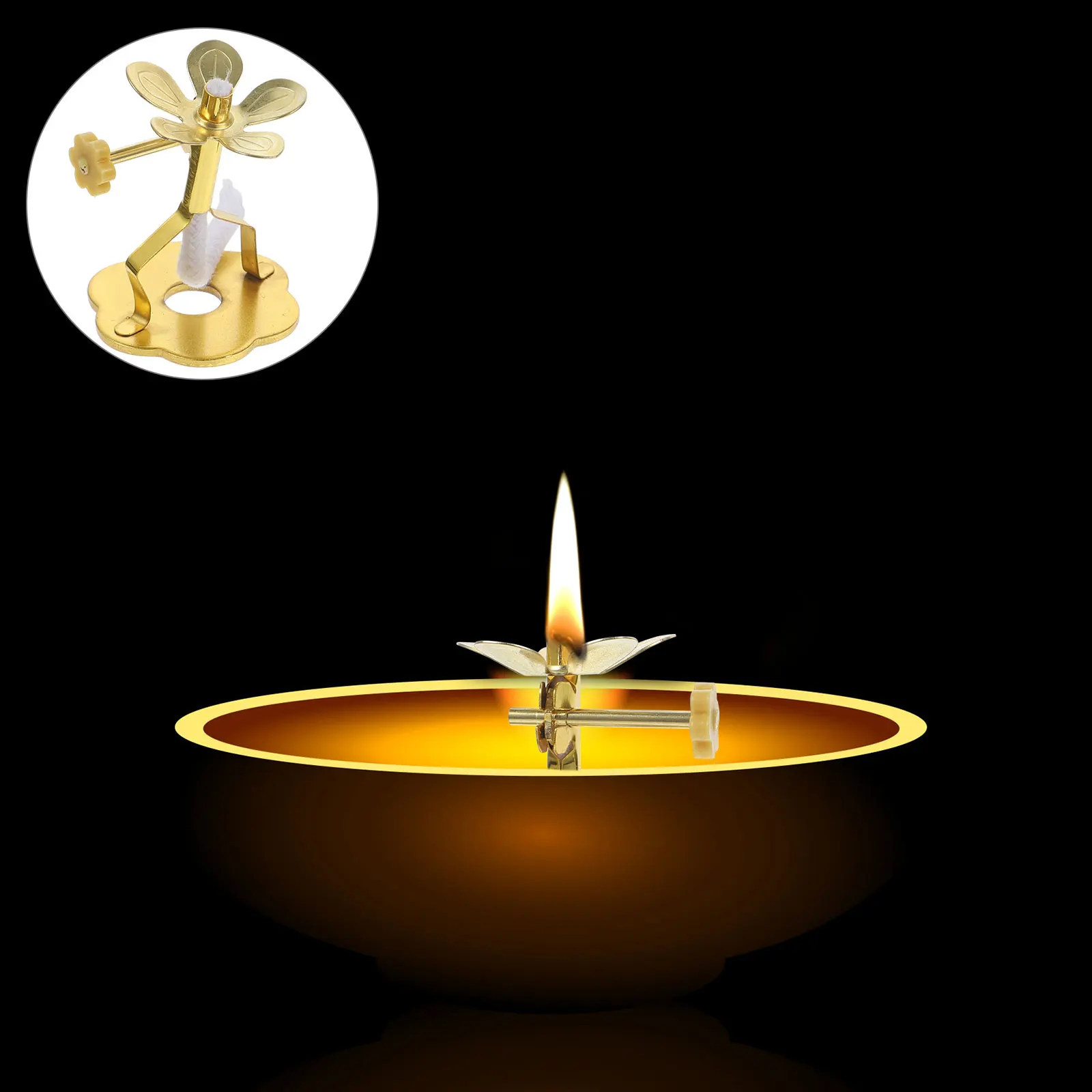 

2 Pcs Windproof Light Lamp Wick Holder Stand Refillable Metal Dimmable Home Alloy