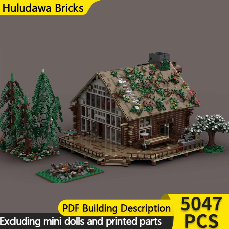 

City Street View Model MOC Building Bricks Forest Wooden Cabin Modular Technology Children Holiday Gifts Assemble Toys Suit