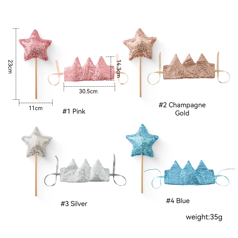 Baby Photography Accessories Sequin Birthday Hat Star Stick Happy Birthday Decoration For Newborn Boys And Girls Birth Best Gift