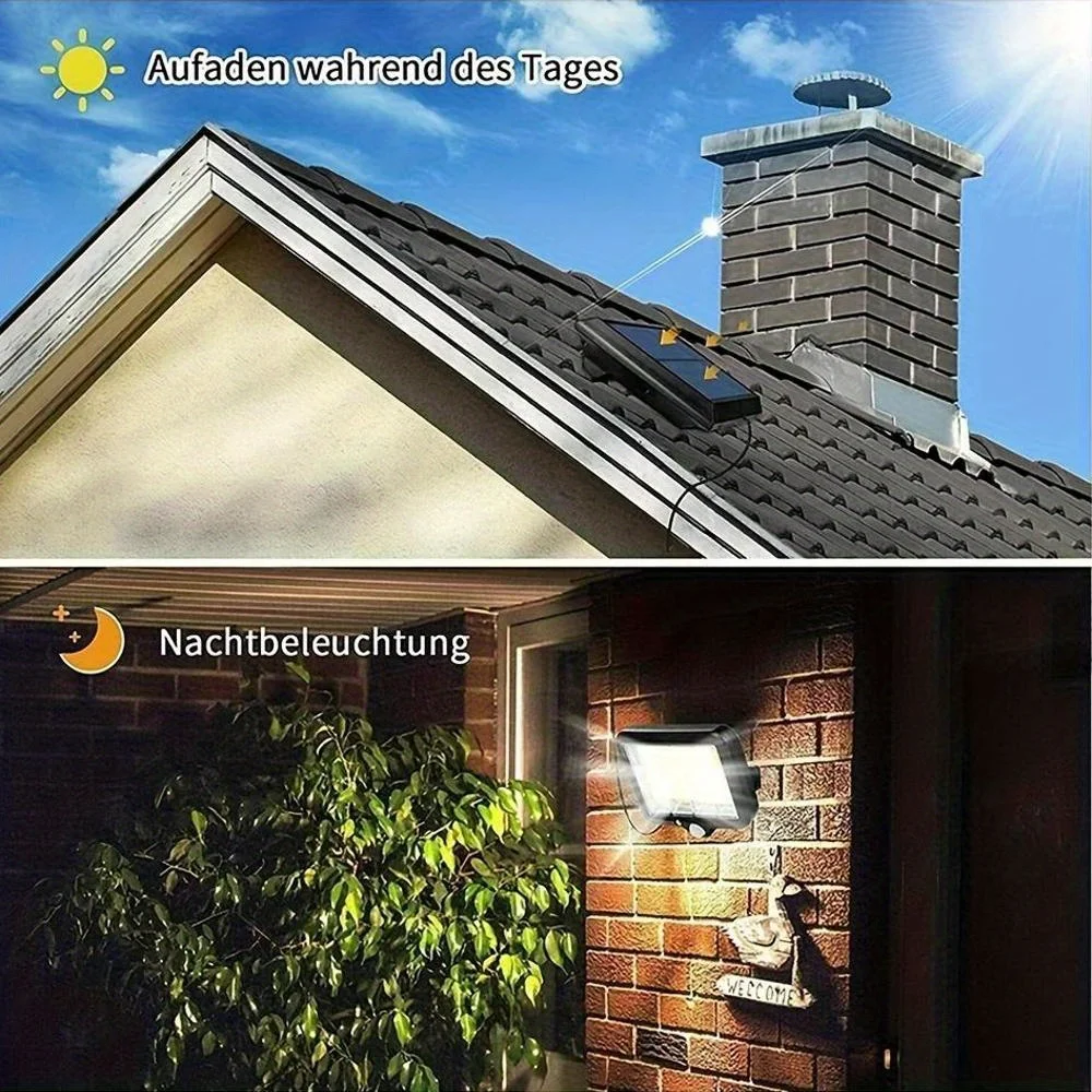 Solar Lights Outdoor Waterproof IP54, 160 COB LED Solar Motion Sensor Wall Lights, Split Design Solar Powered Security Lights with Emergency Lighting for Garden, Porch, Yard, Patio and Outdoor Street