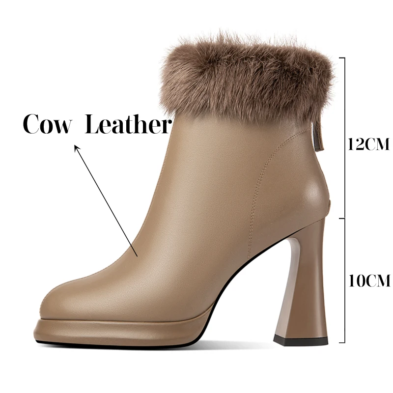 TULING JUN 2023 Winter Famale Round Head Super High Heels Shoes Solid Color Concise Ankle Boots For Womens Elegant T-H3266