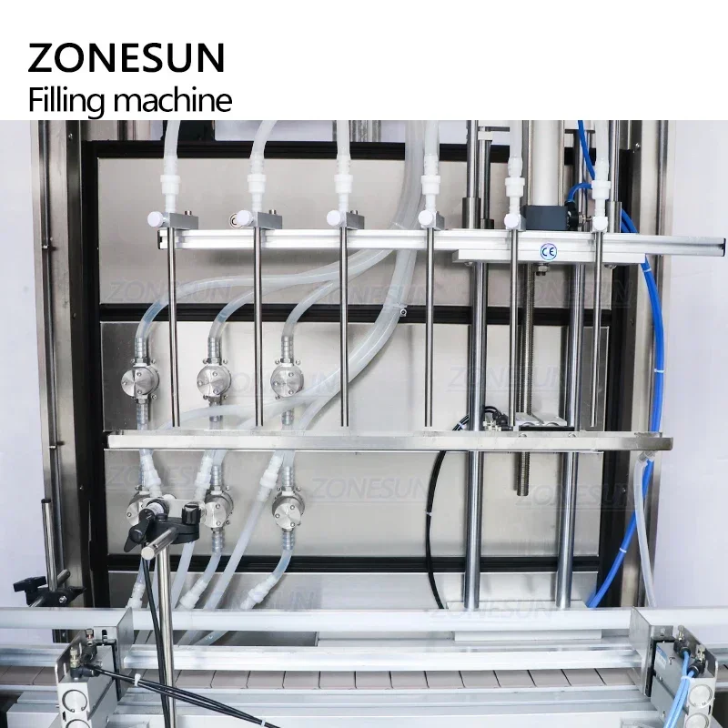 ZONESUN Custom Automatic 6 Heads Magnetic Pump Solvent liquid Essential Oil Jar Filling Machine With Dust Cover ZS-VTMP80D