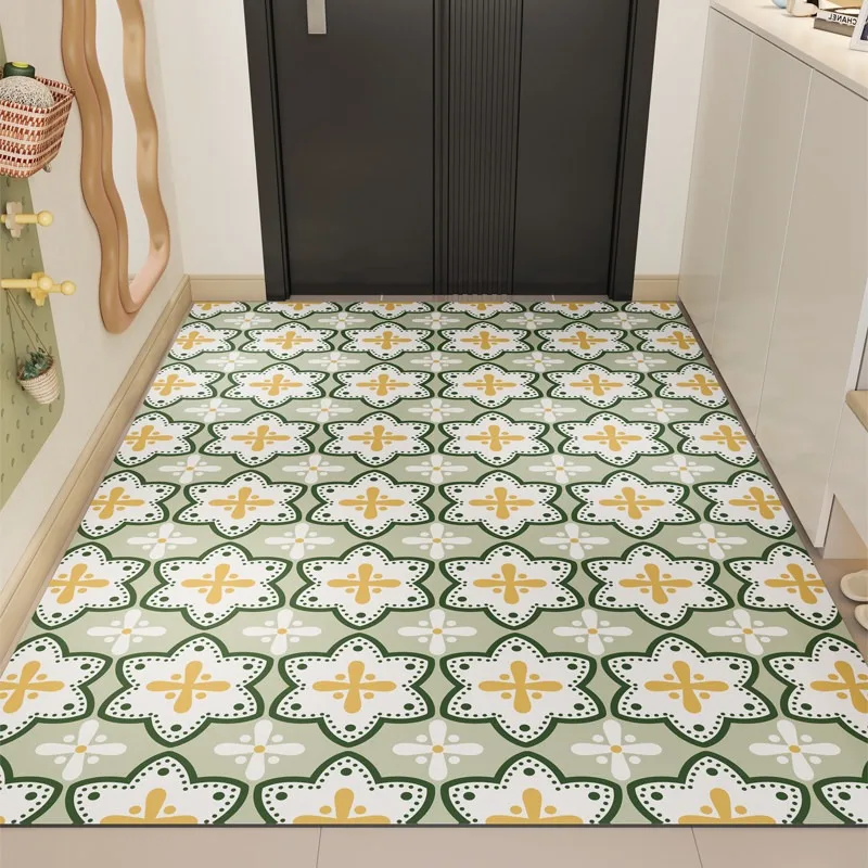 New Diamond-shaped Tiles PVC Leather Rug Waterproof Oil-proof Stain-resistant Kitchen Carpet Large Area Non-slip Floor Mats 러그